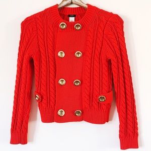 J.Crew Orange Chunky Cable Knit Cardigan Sweater
